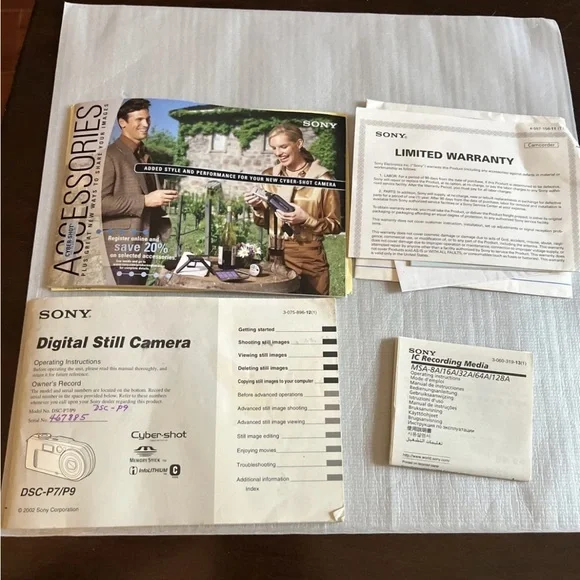 Sony Digital Camera Cybershot DSC-P9 4.0MP SilverWith Manuals